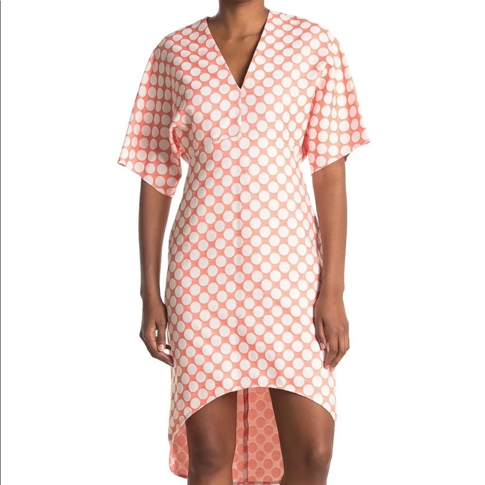 Zero + Maria Cornejo Sandria White Neri V-Neck Dot High Low Mini Dress